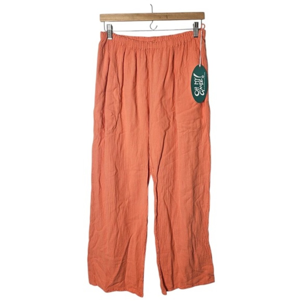 NWT Oh My Gauze‎ OMG Basic Pant Size 2 L/XL Wide Leg Cotton TANGERINE Orange